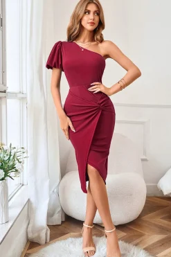 Royal Blue Um Ombro Bodycon Cocktail Dress