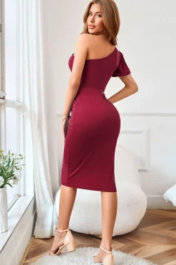 Royal Blue Um Ombro Bodycon Cocktail Dress