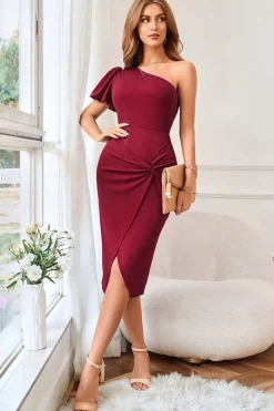 Royal Blue Um Ombro Bodycon Cocktail Dress