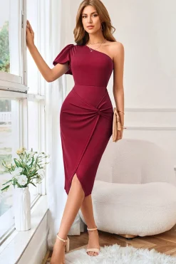Royal Blue Um Ombro Bodycon Cocktail Dress