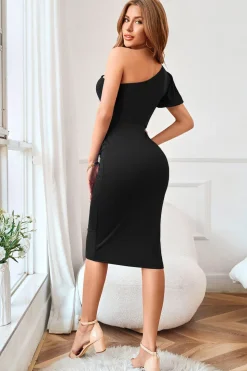 Royal Blue Um Ombro Bodycon Cocktail Dress