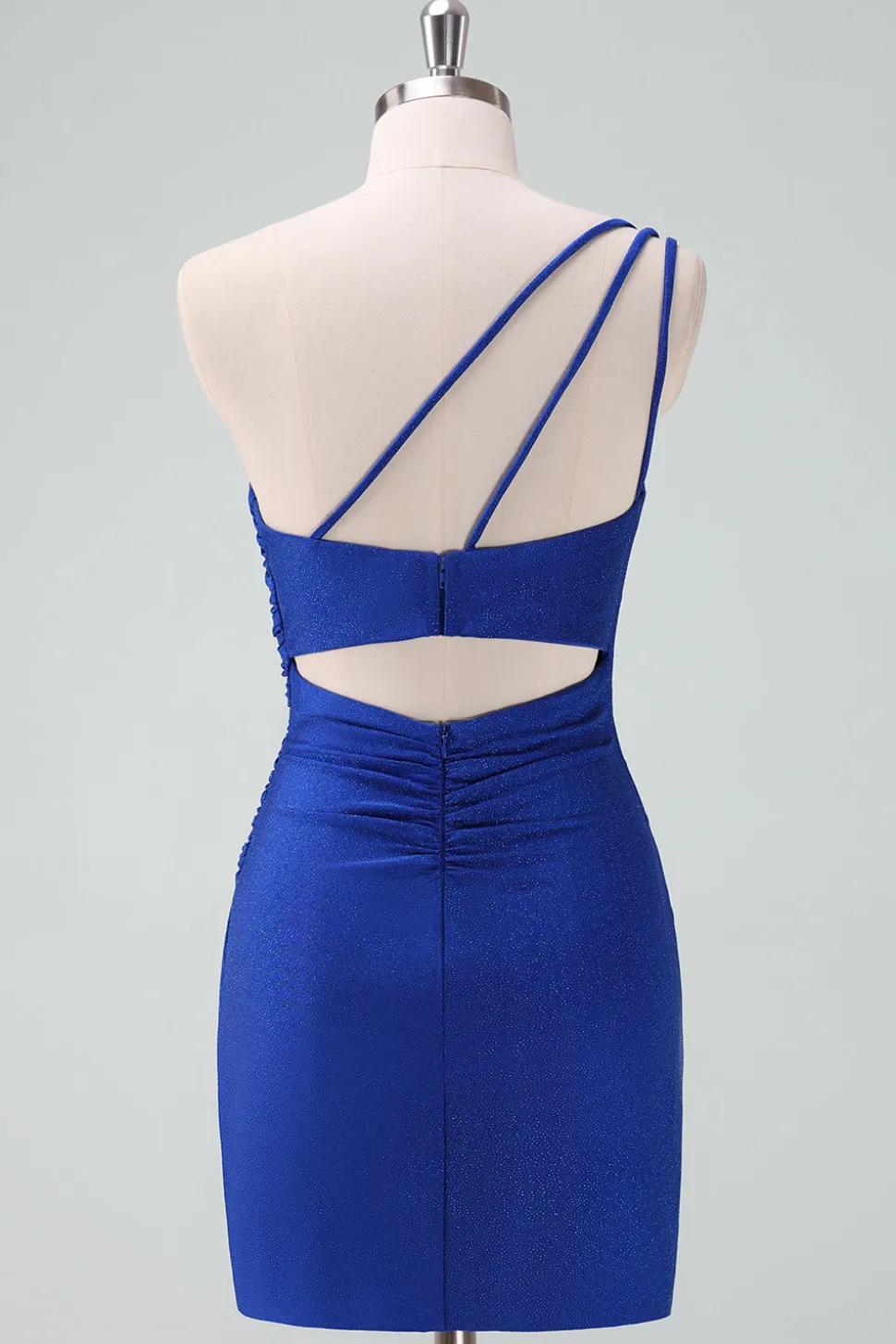 Royal Blue Um Ombro Bodycon Ruched Short Homecoming Dress