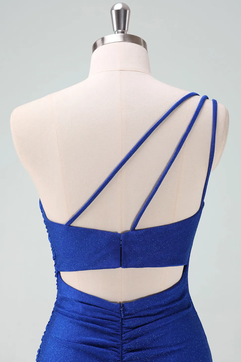 Royal Blue Um Ombro Bodycon Ruched Short Homecoming Dress