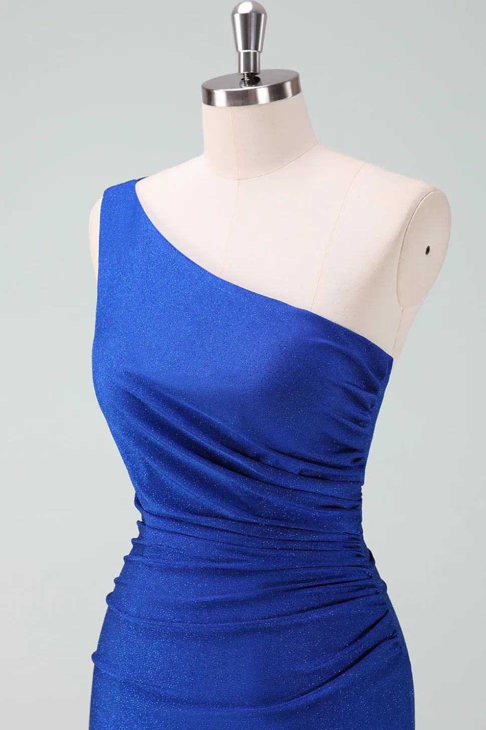 Royal Blue Um Ombro Bodycon Ruched Short Homecoming Dress
