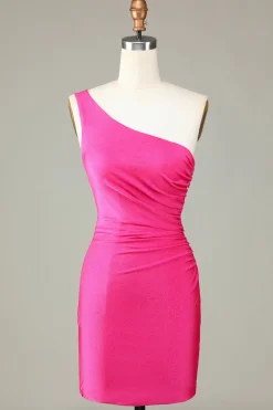 Royal Blue Um Ombro Bodycon Ruched Short Homecoming Dress