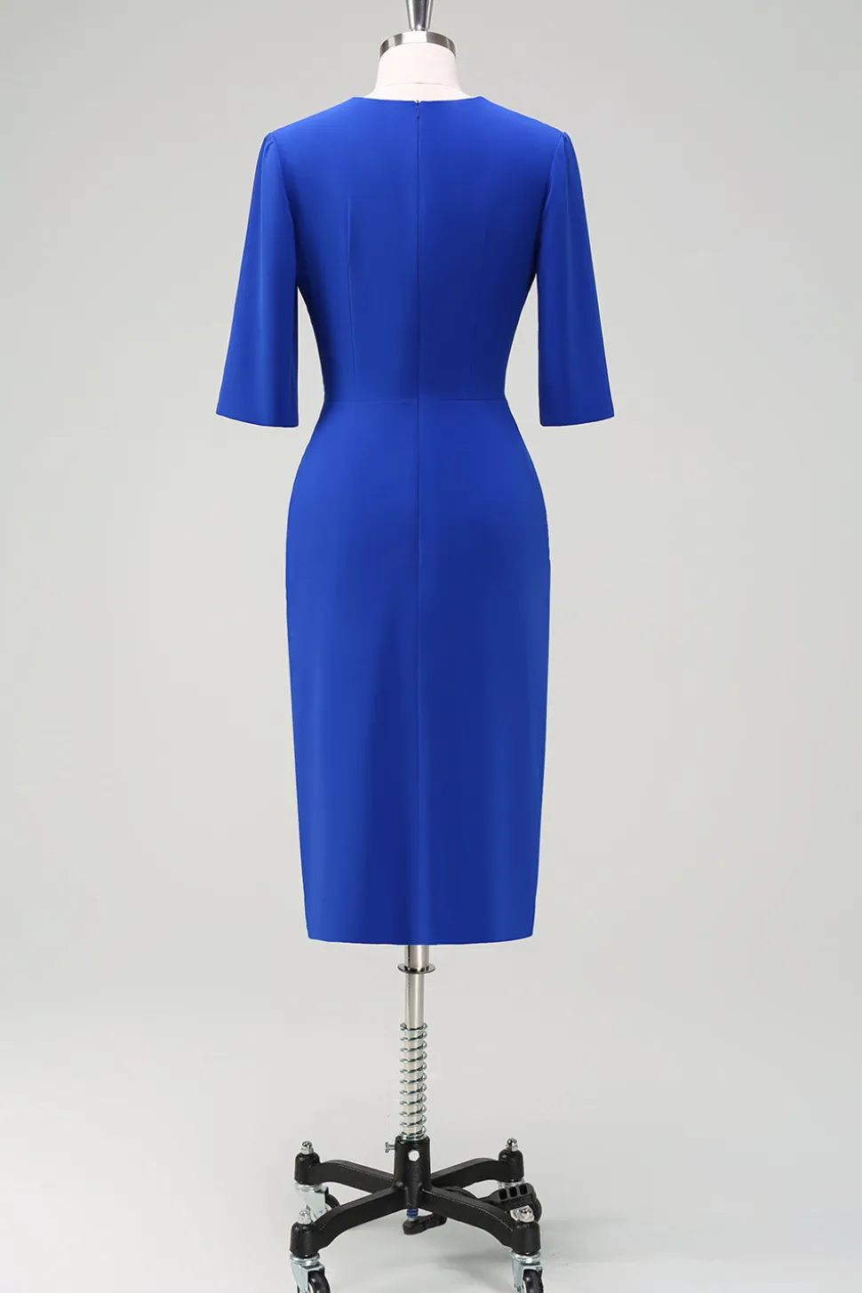 Royal Blue V-Neck plissado bodycon cocktail vestido de festa