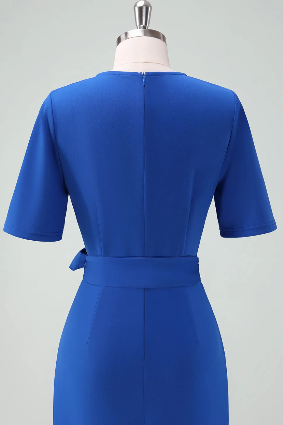 Royal Blue V-Neck Vestido Longo Mãe da Noiva com Mangas Curtas