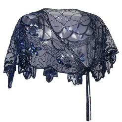 1920s Blue Flower Sequin Women Cape