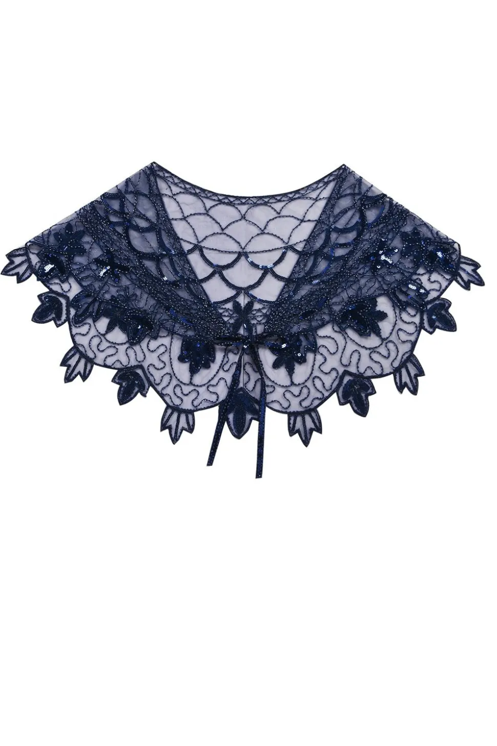 1920s Blue Flower Sequin Women Cape