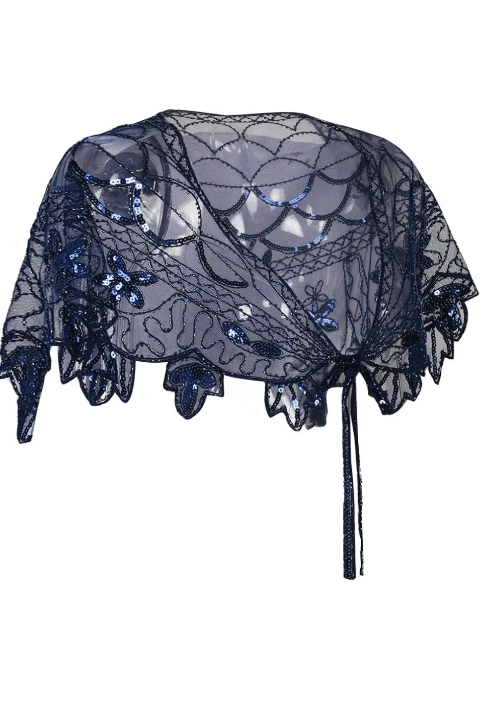 1920s Blue Flower Sequin Women Cape