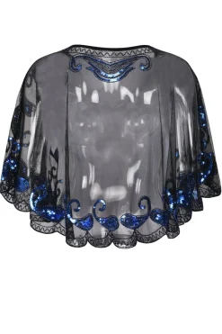 1920s Blue Glitter Sequins Cape