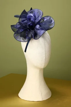 1920s Blue Organza Beaded Headband