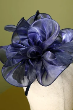 1920s Blue Organza Beaded Headband