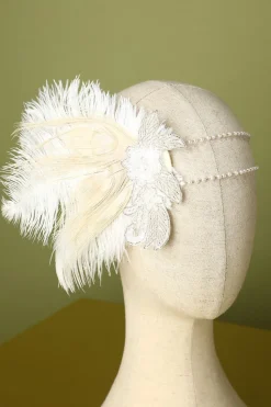1920s Feather Sequin Pearls Flapper Headband