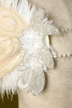 1920s Feather Sequin Pearls Flapper Headband