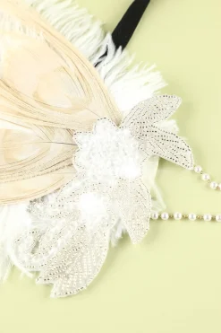 1920s Feather Sequin Pearls Flapper Headband