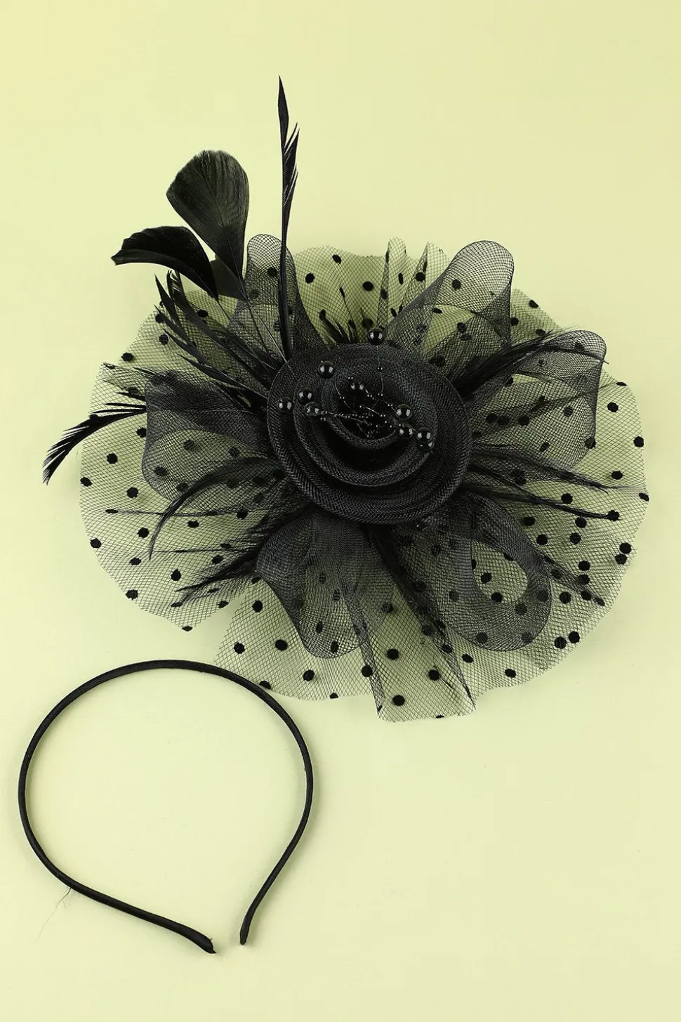 1920s Feather Tulle Headband