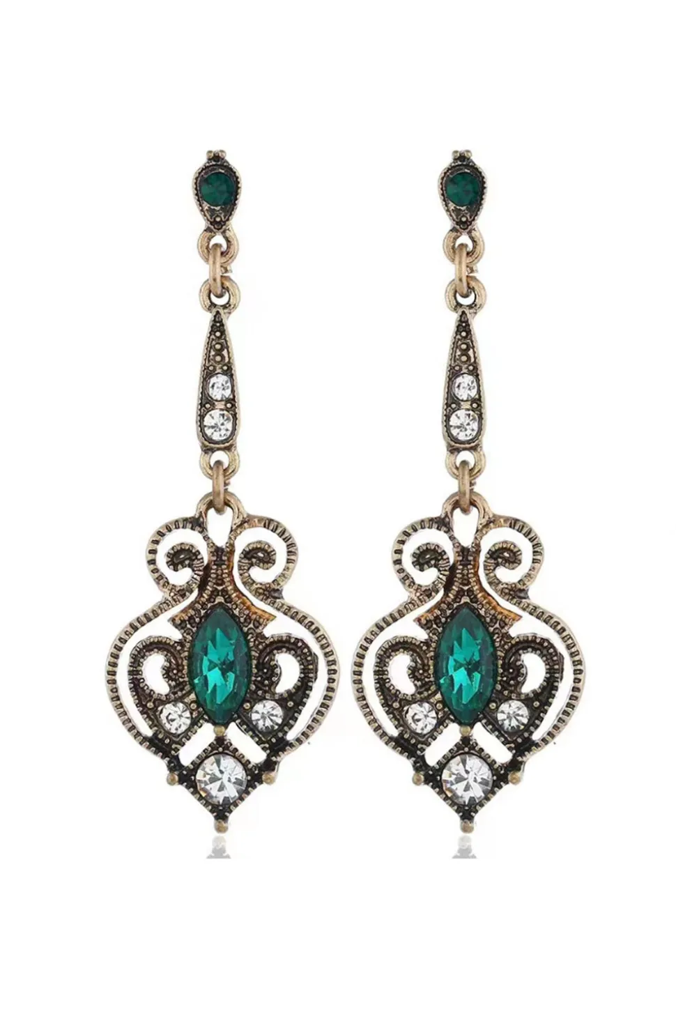 1920s Flapper Verde Cinco Peças Acessórios set