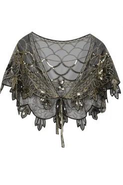 1920s Gold Flower Sequin Women Cape