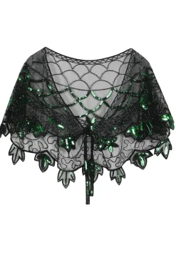 1920s Green Flower Sequin Women Cape