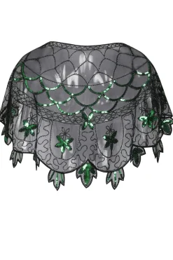 1920s Green Flower Sequin Women Cape