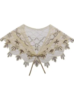 1920s Ivory Flower Sequin Women Cape