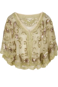1920s Ivory Glitter Sequins Cape