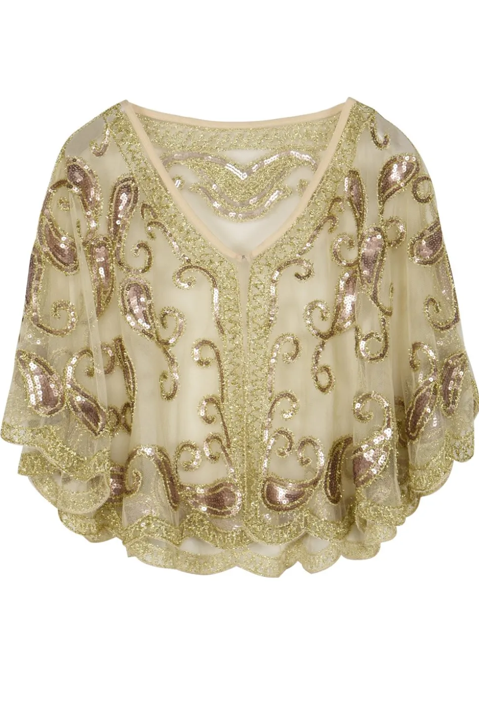 1920s Ivory Glitter Sequins Cape