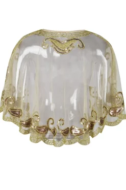 1920s Ivory Glitter Sequins Cape