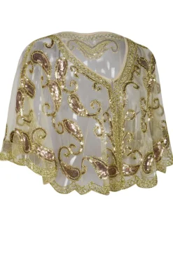 1920s Ivory Glitter Sequins Cape