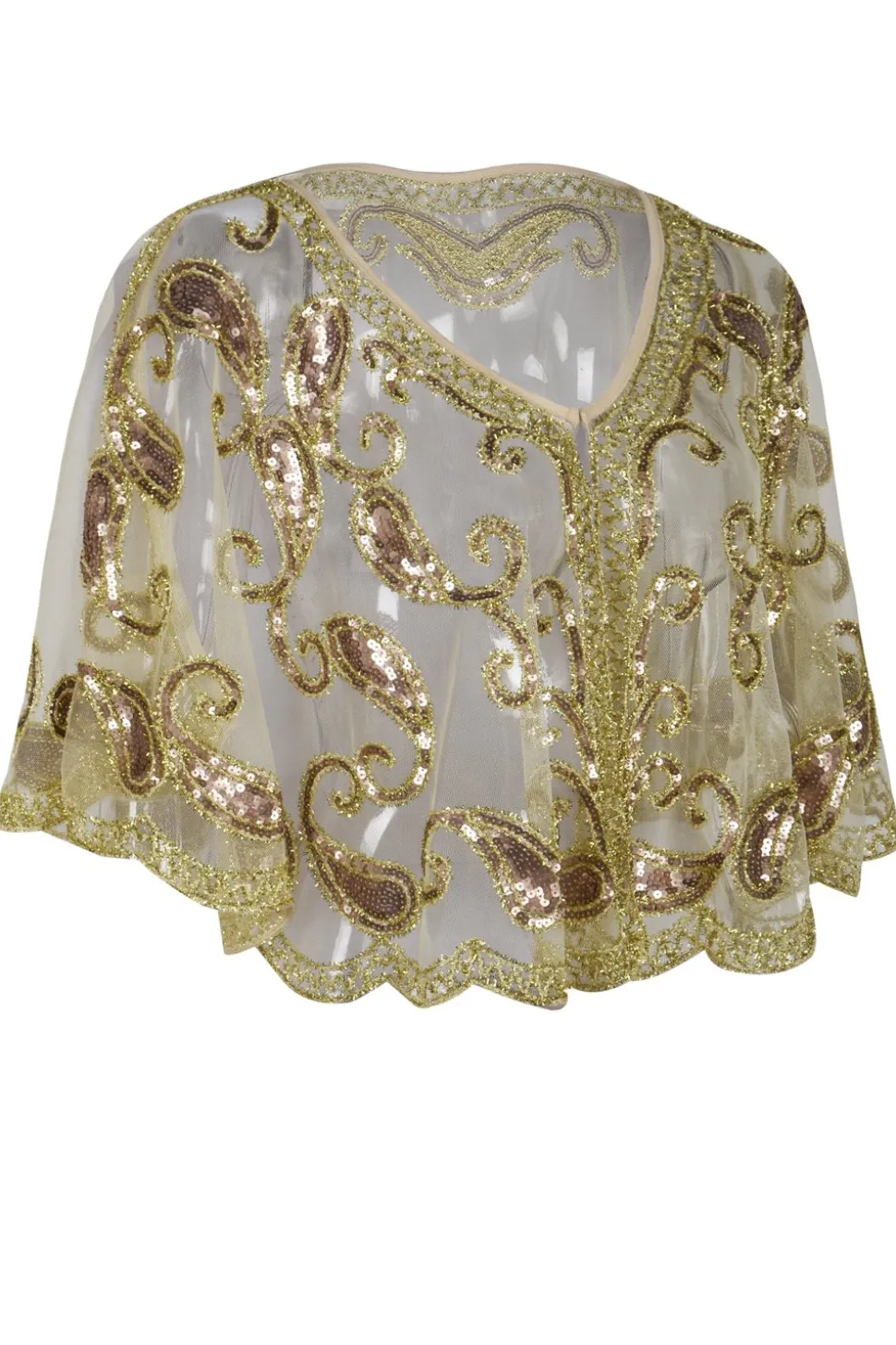 1920s Ivory Glitter Sequins Cape