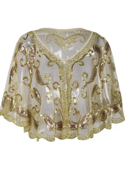 1920s Ivory Glitter Sequins Cape
