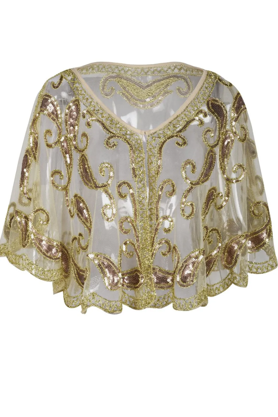 1920s Ivory Glitter Sequins Cape
