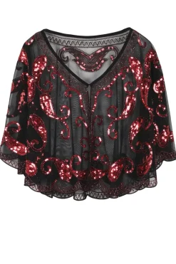1920s Red Glitter Sequins Cape