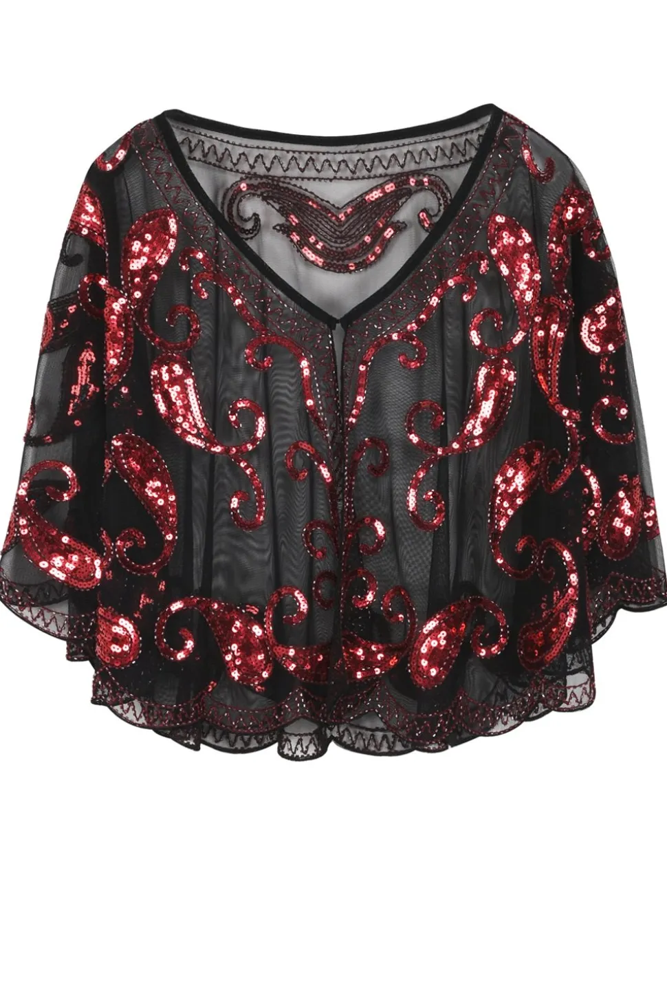1920s Red Glitter Sequins Cape