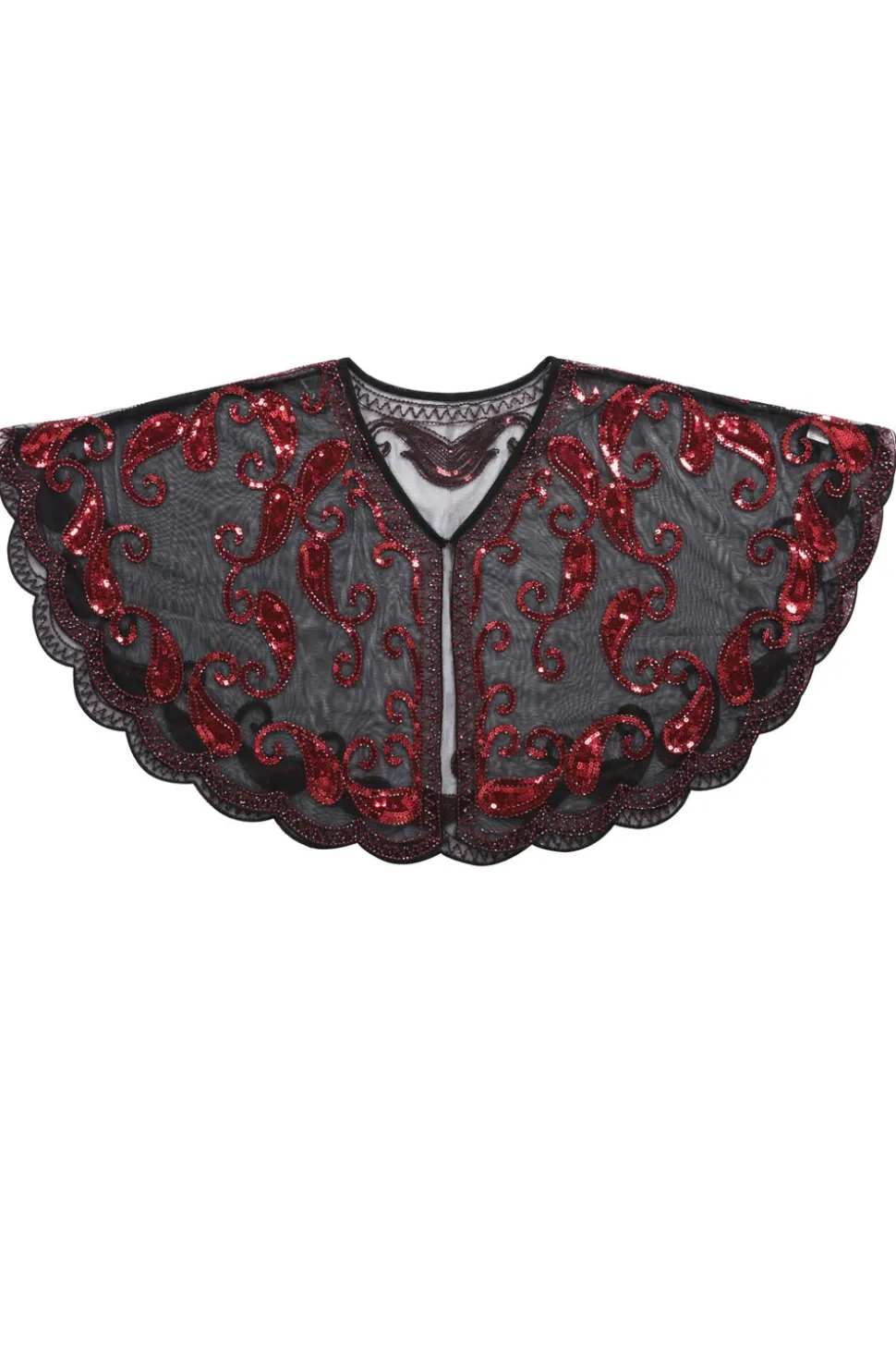 1920s Red Glitter Sequins Cape