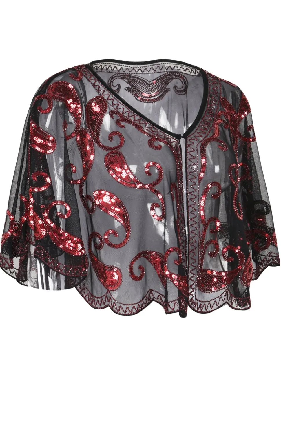 1920s Red Glitter Sequins Cape