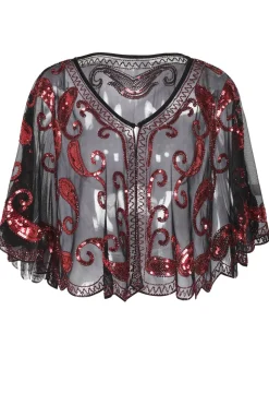 1920s Red Glitter Sequins Cape
