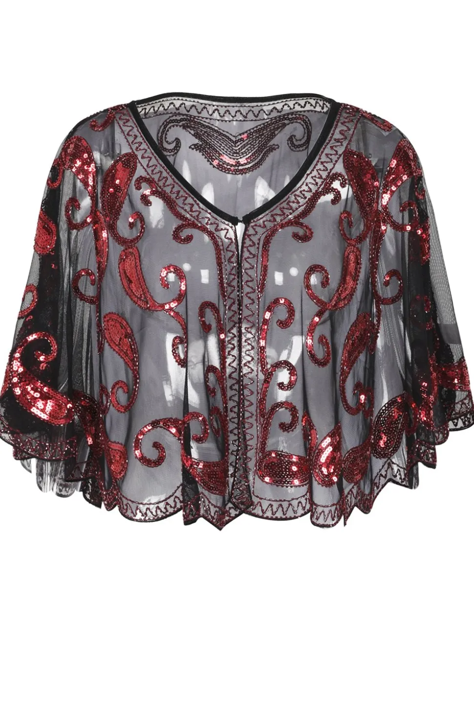 1920s Red Glitter Sequins Cape