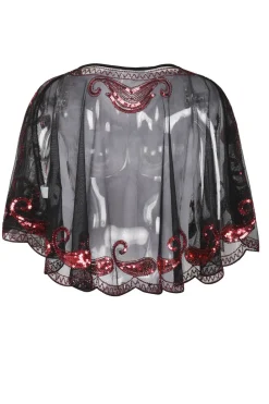1920s Red Glitter Sequins Cape