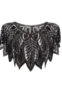 1920s Sequin Black Women Cape