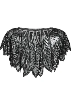 1920s Sequin Black Women Cape