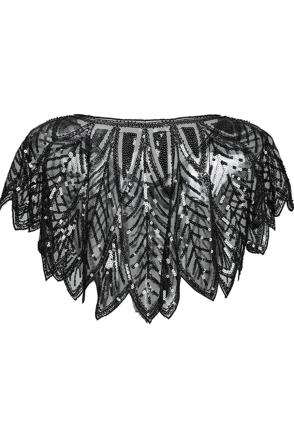 1920s Sequin Black Women Cape