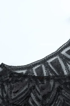 1920s Sequin Black Women Cape