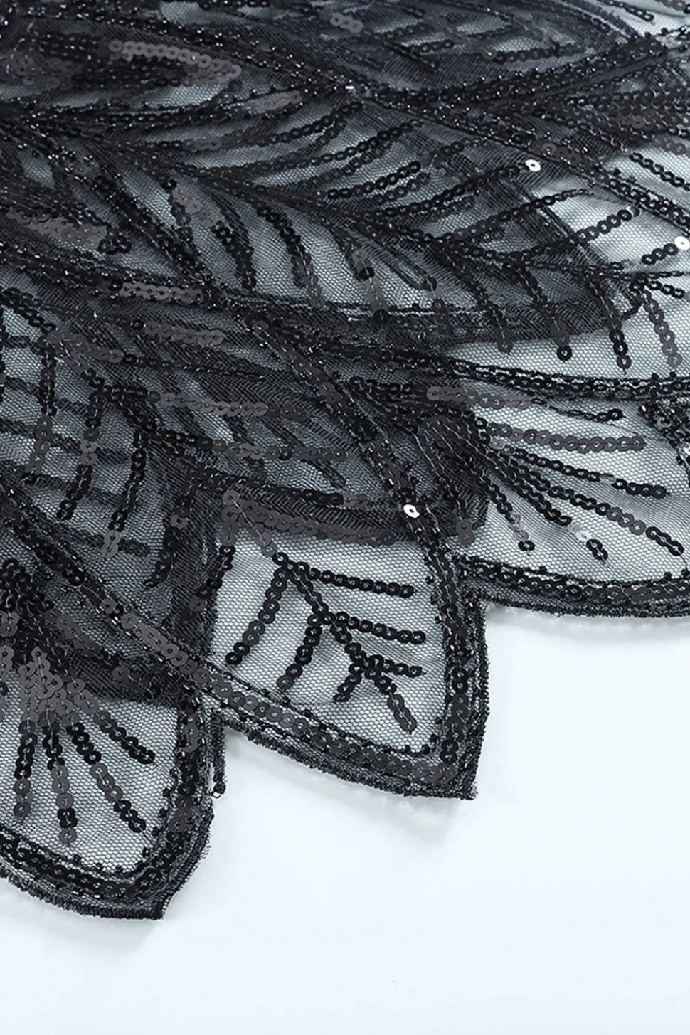 1920s Sequin Black Women Cape