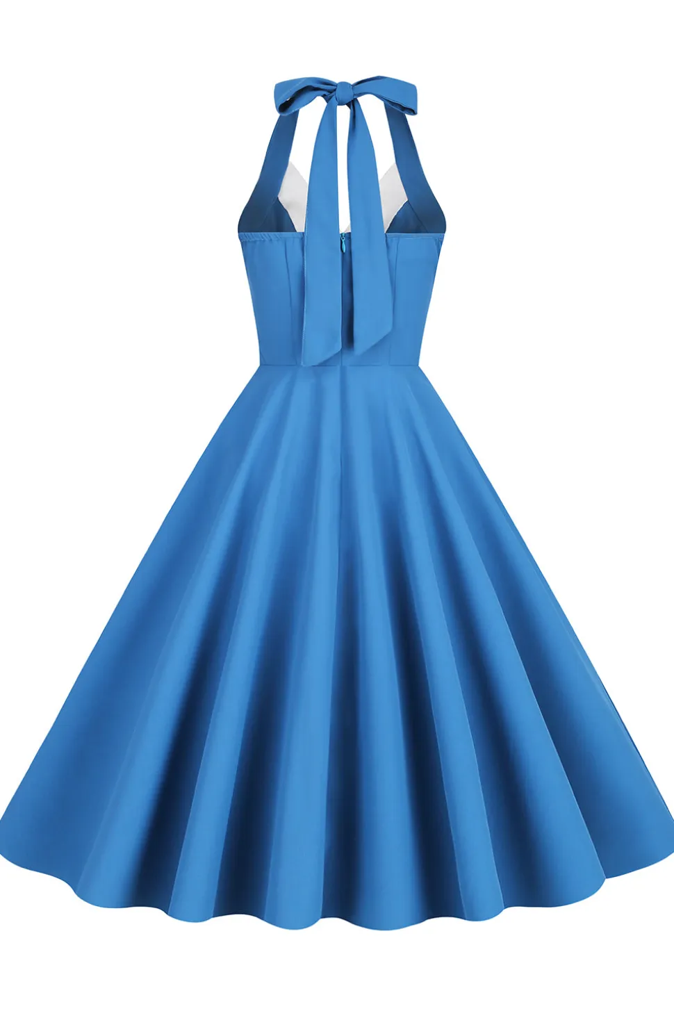 1950s Vestido Azul Halter A-Line