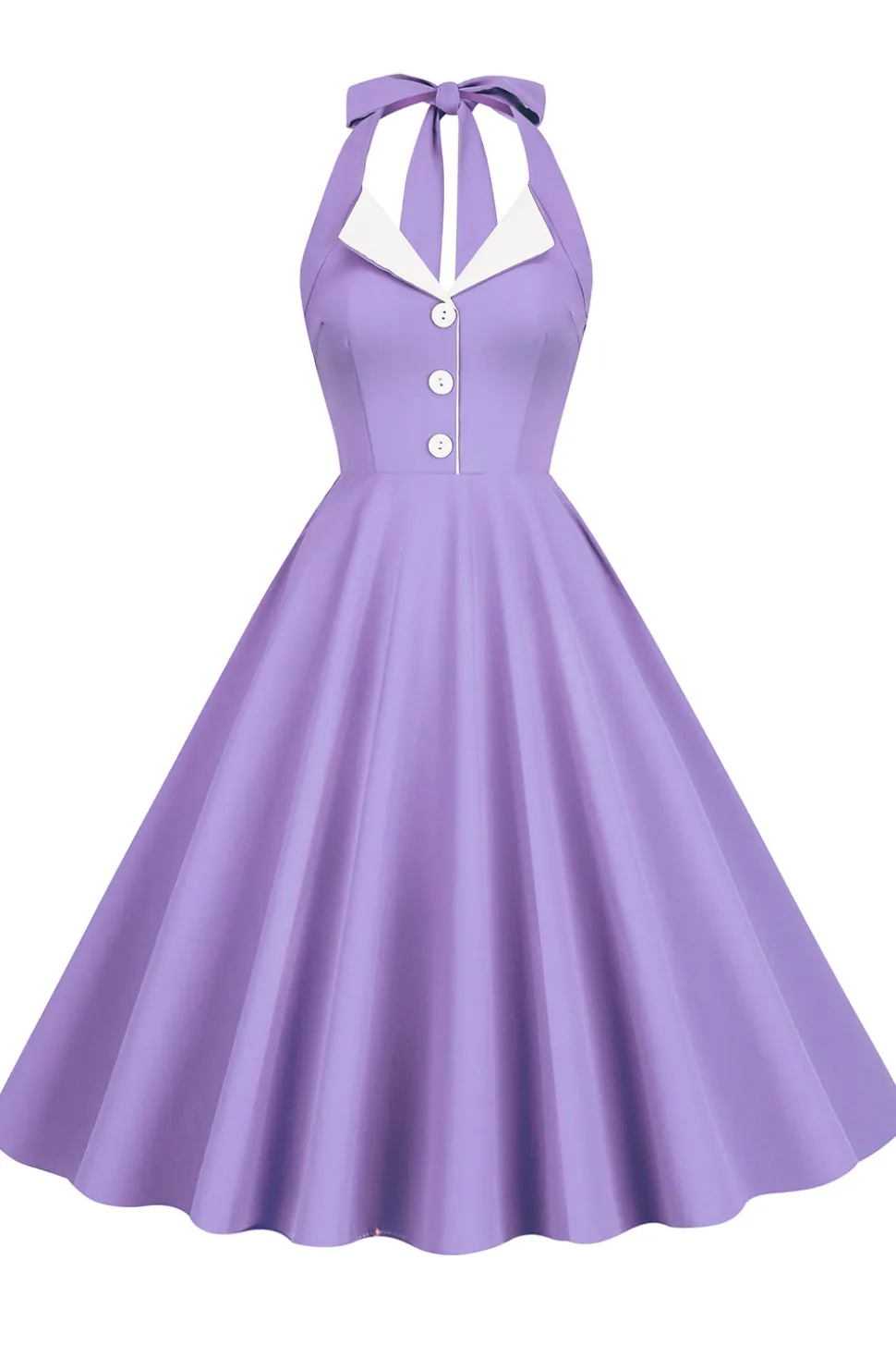 1950s Vestido Azul Halter A-Line