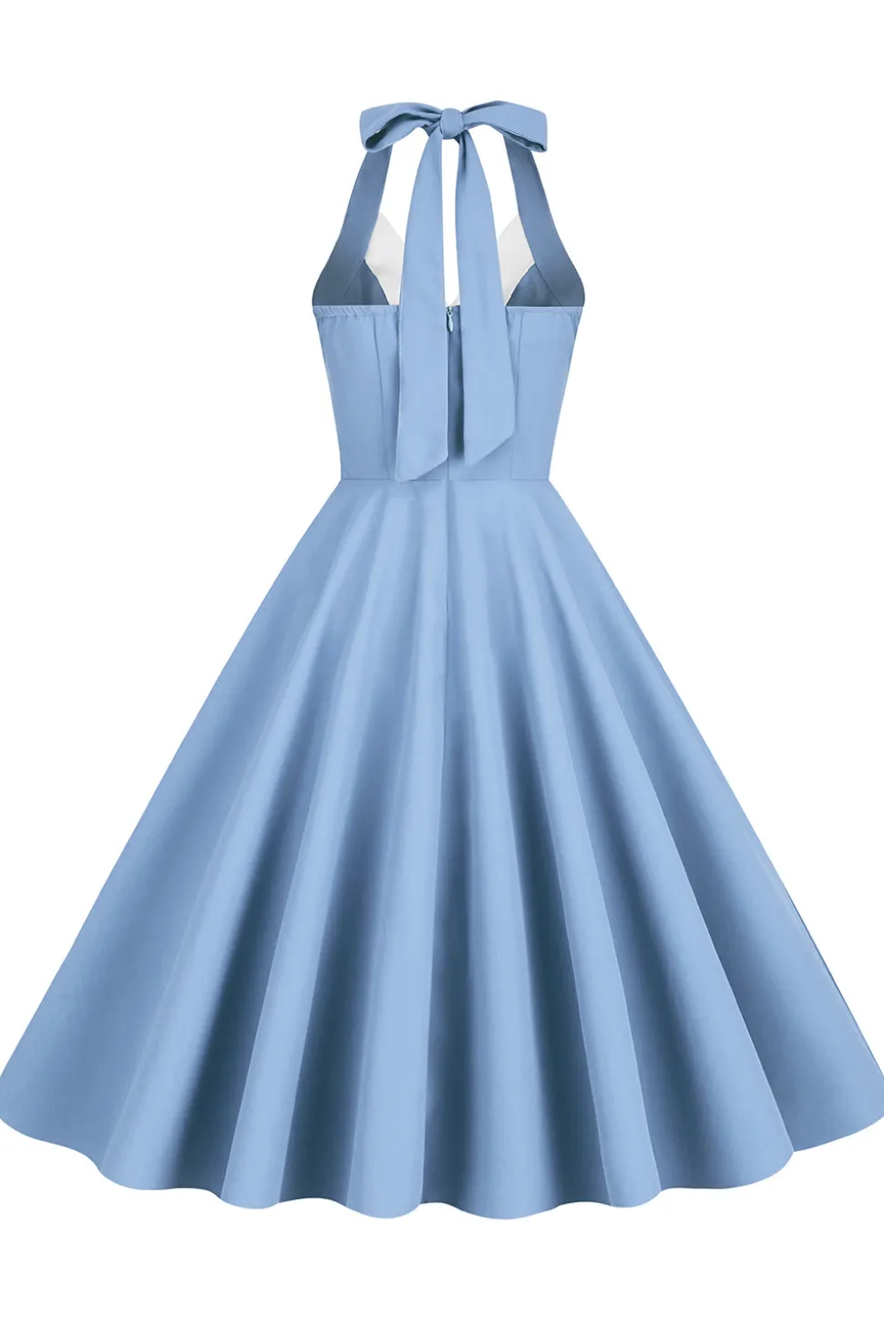 1950s Vestido Azul Halter A-Line