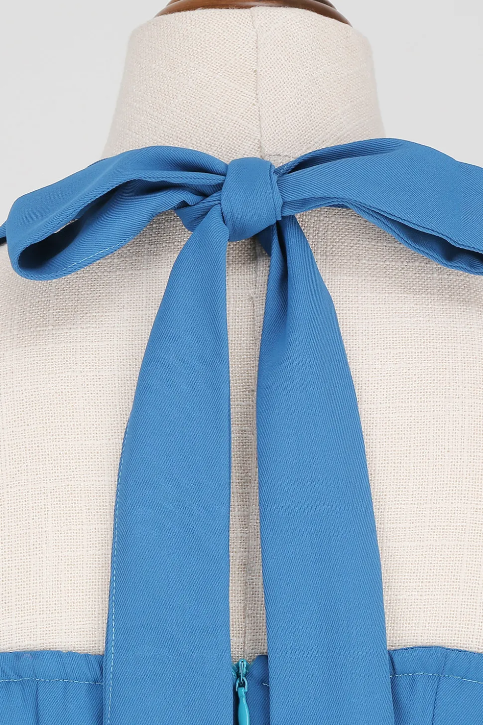 1950s Vestido Azul Halter A-Line