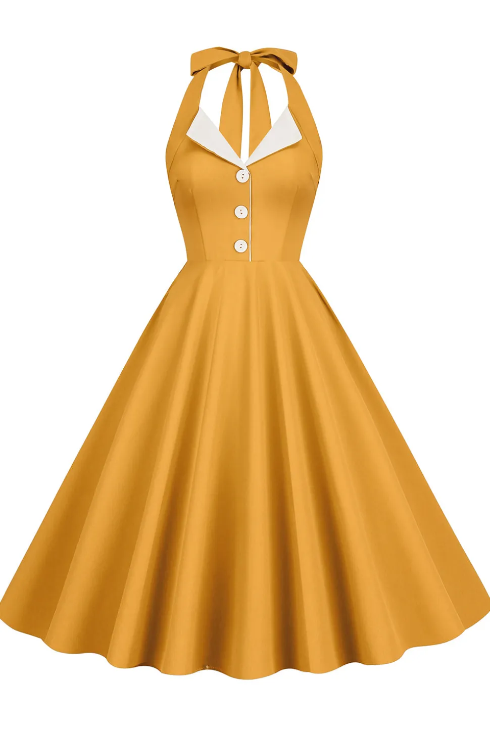 1950s Vestido Azul Halter A-Line